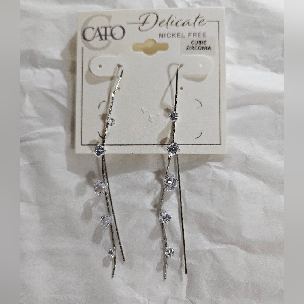 Cato Silver-Tone Cubic Zirconia Dangle Earrings